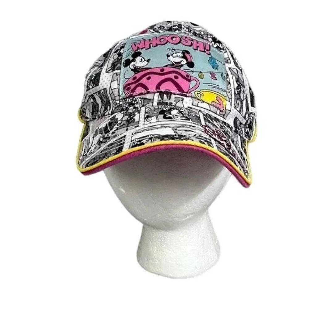 DISNEY PARKS WOMENS BASEBALL HAT MICKEY & MINNIE SIZE ADULT PINK AND LT BLUE